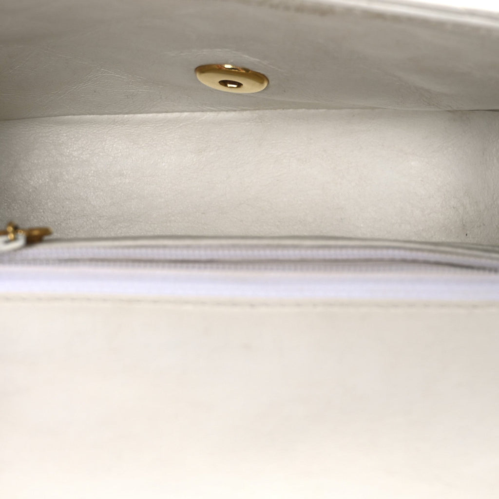 Lambskin Quilted Mini Square Flap White