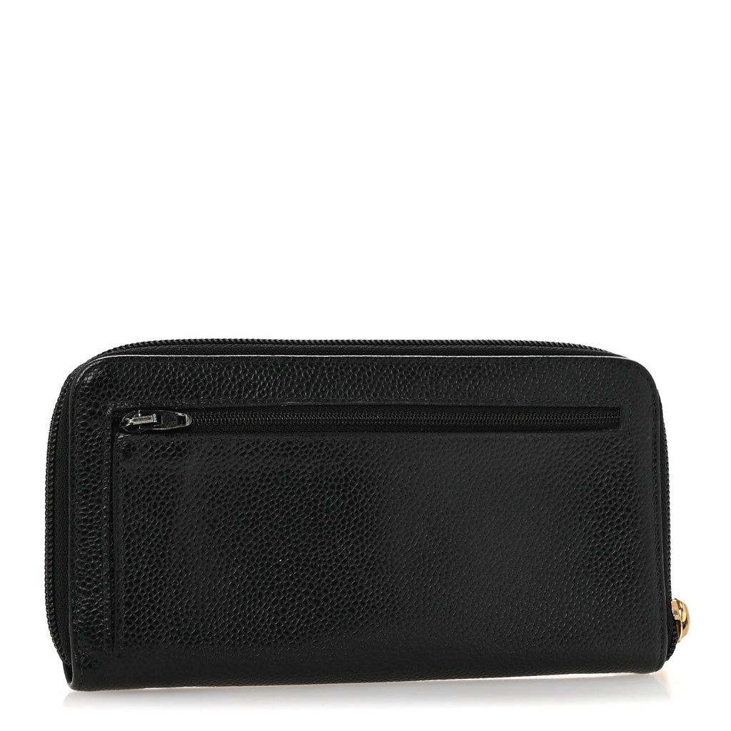Caviar Large Timeless CC Zip Around Wallet Black