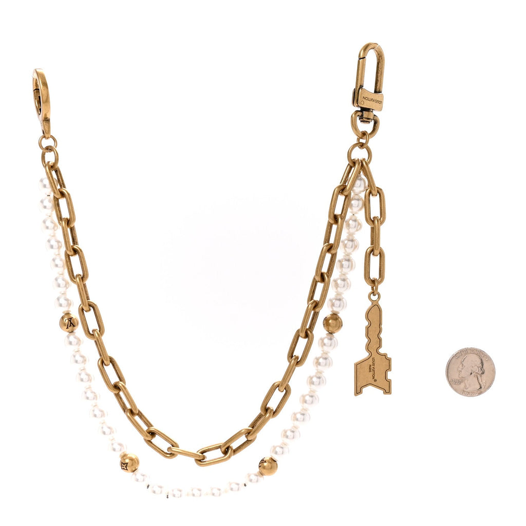 Chain Belt Pearls Bag Charm Gold