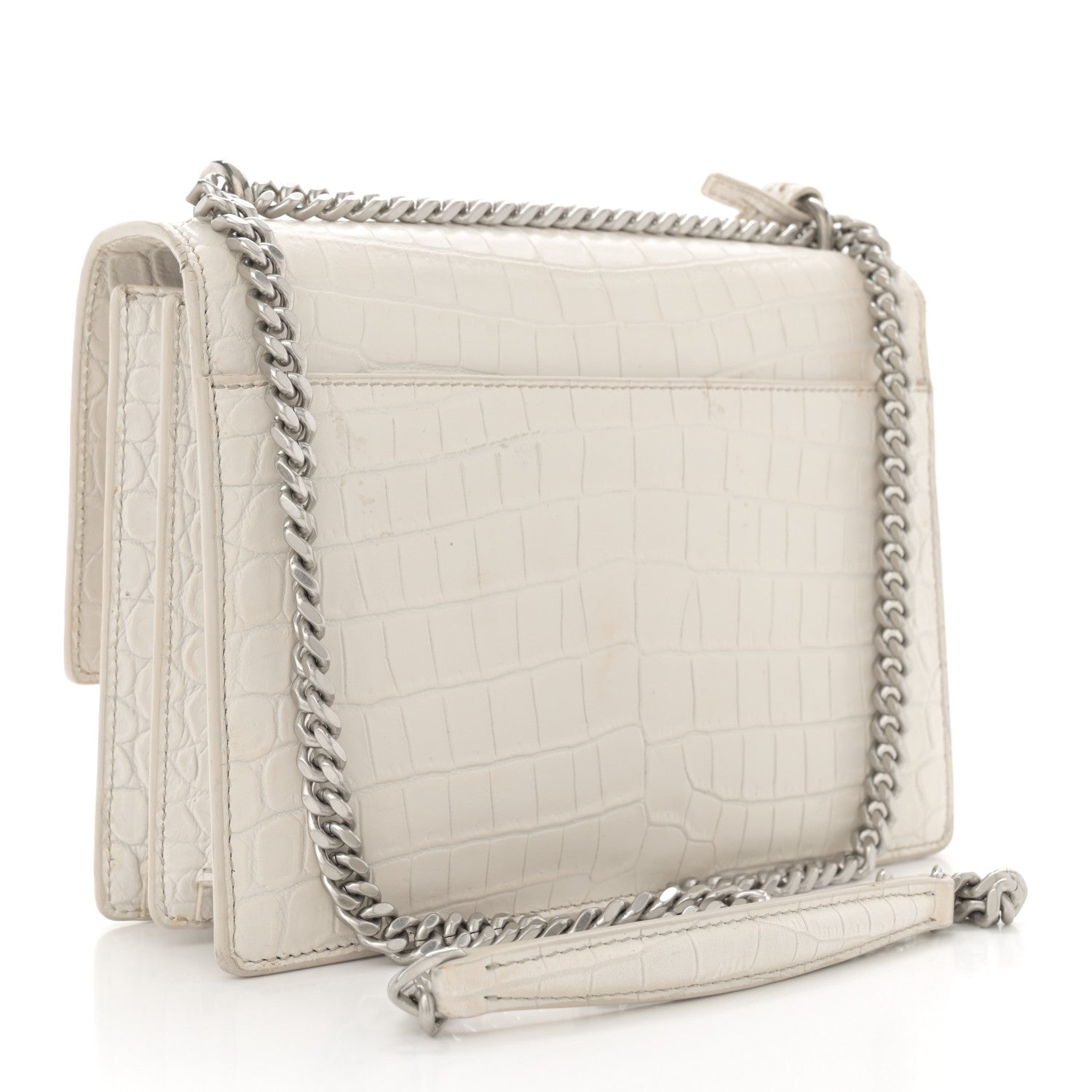 Calfskin Crocodile Embossed Medium Monogram Sunset Blanc Vintage