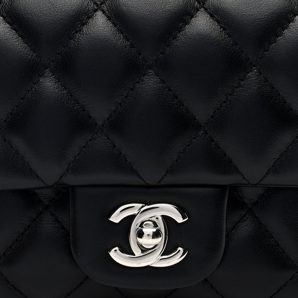Calfskin Quilted CC Uniform Flap Belt Bag Black