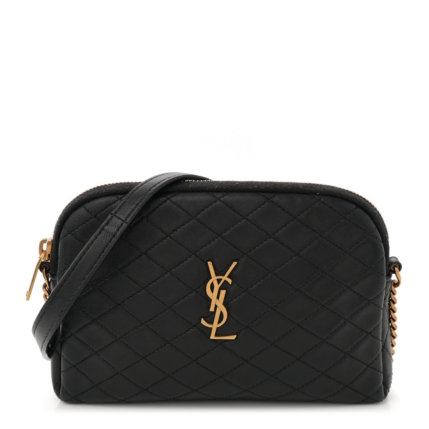 Lambskin Quilted Gaby Zipped Pouch Black