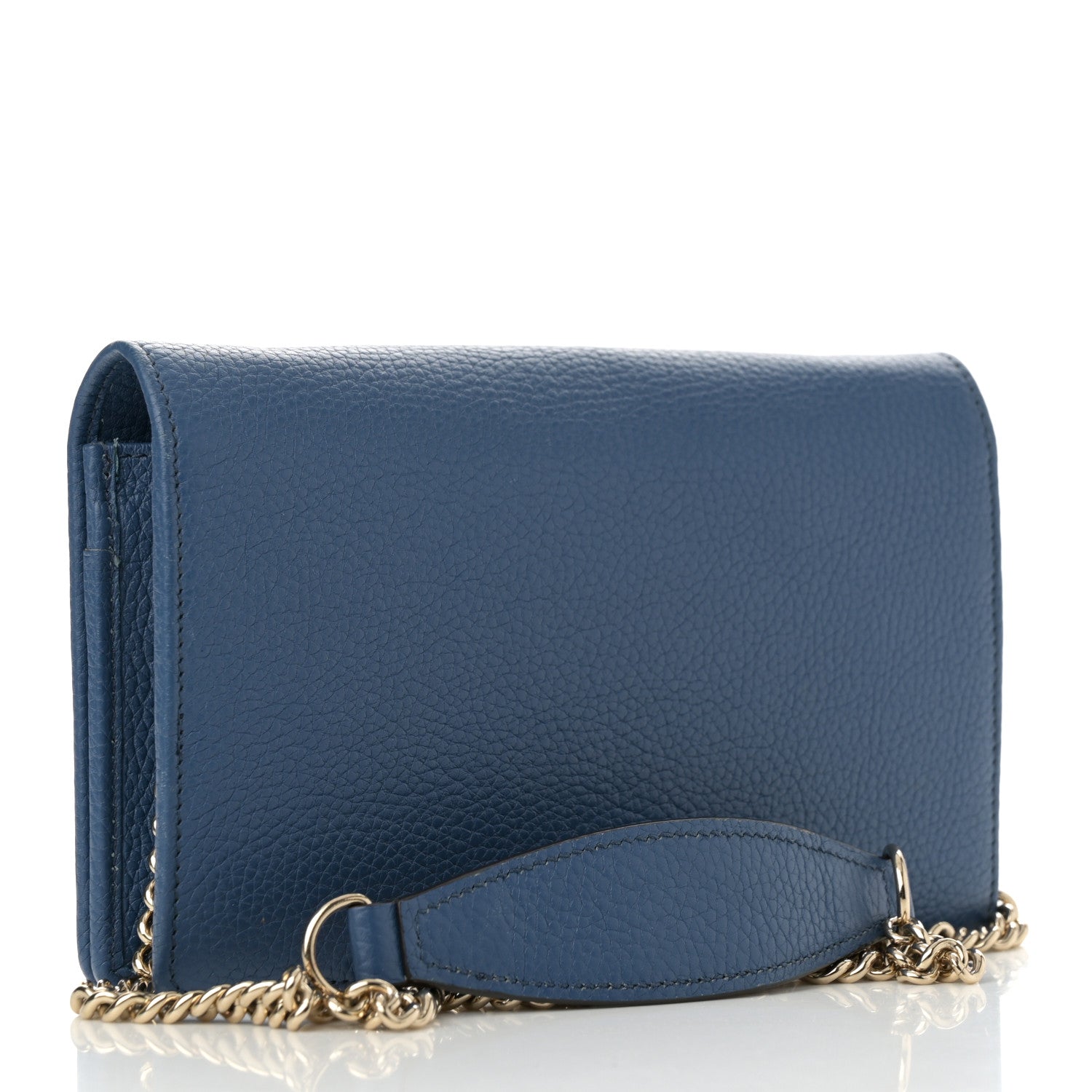 Pebbled Calfskin Soho Wallet on Chain Caspian