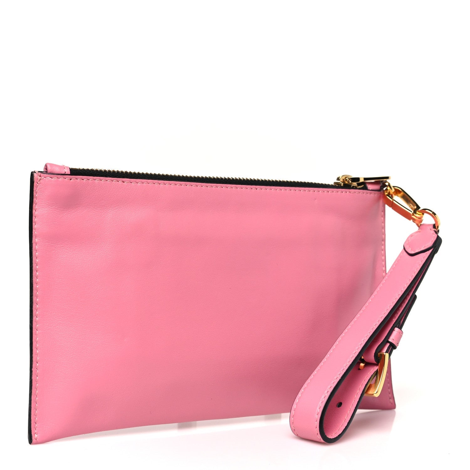 Lambskin Logo Wristlet Pouch Pink