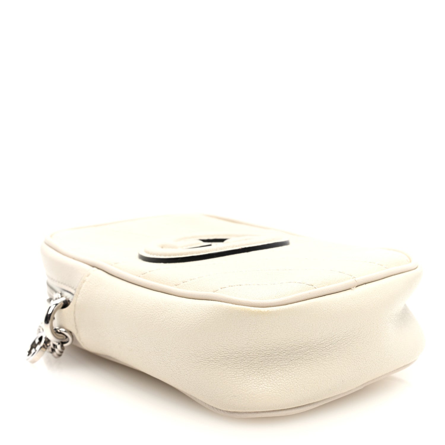 Sakai Be Green Calfskin Diagonal Stitched Mini Blondie Vertical Shoulder Bag Mystic White