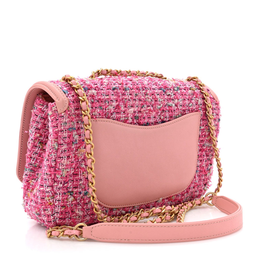 Tweed Lambskin Quilted Small CC Filigree Flap Pink