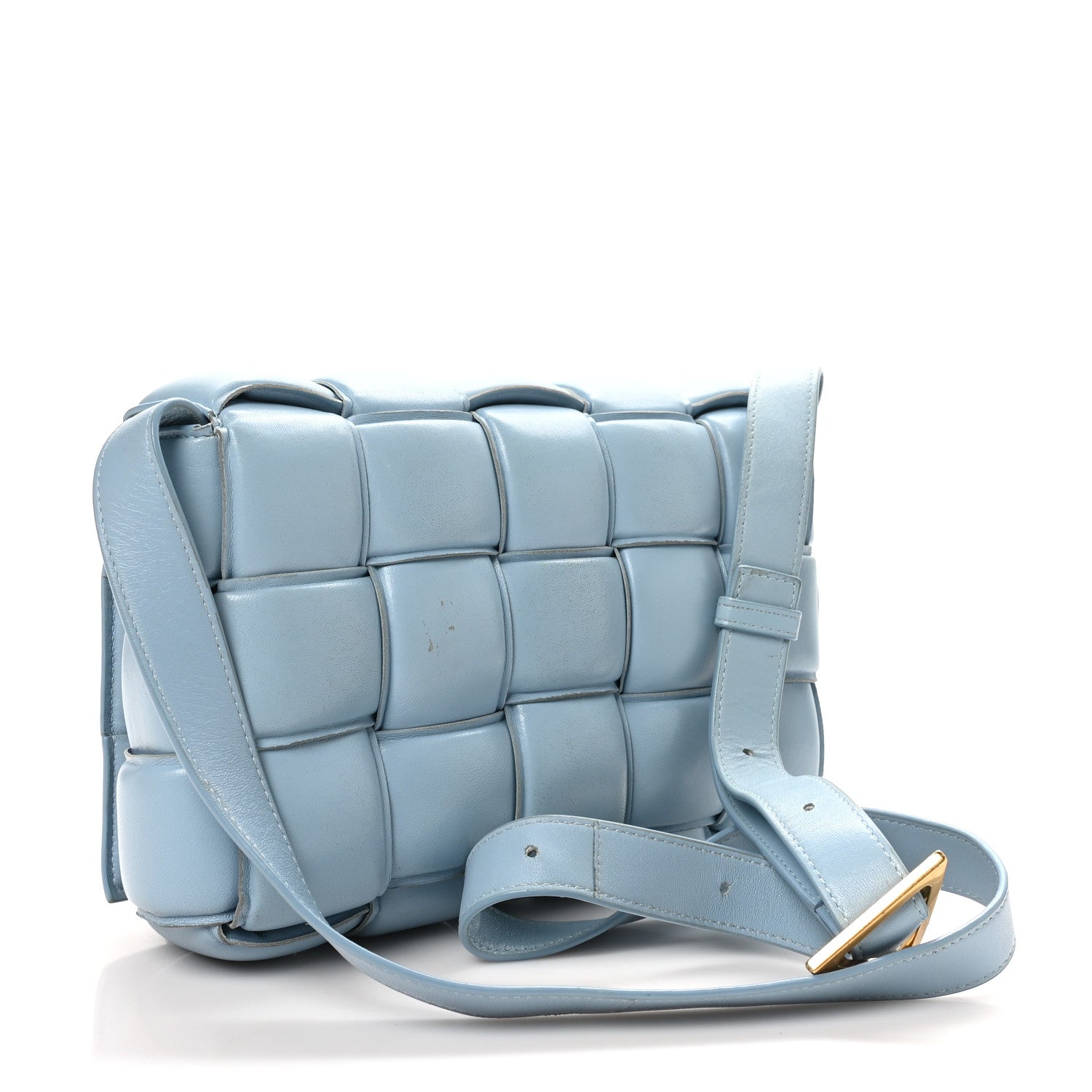 Nappa Maxi Intreccio Padded Cassette Crossbody Bag Ice