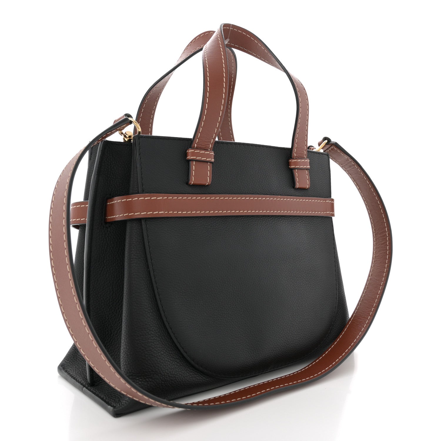 Calfskin Small Gate Tote Pecan Black