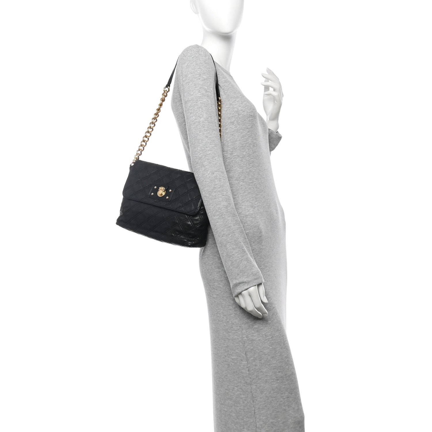 Lambskin Quilted The Large Single Flap Black