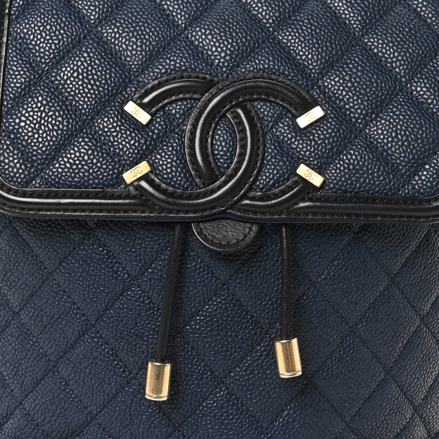 Caviar Quilted Filigree Backpack Navy