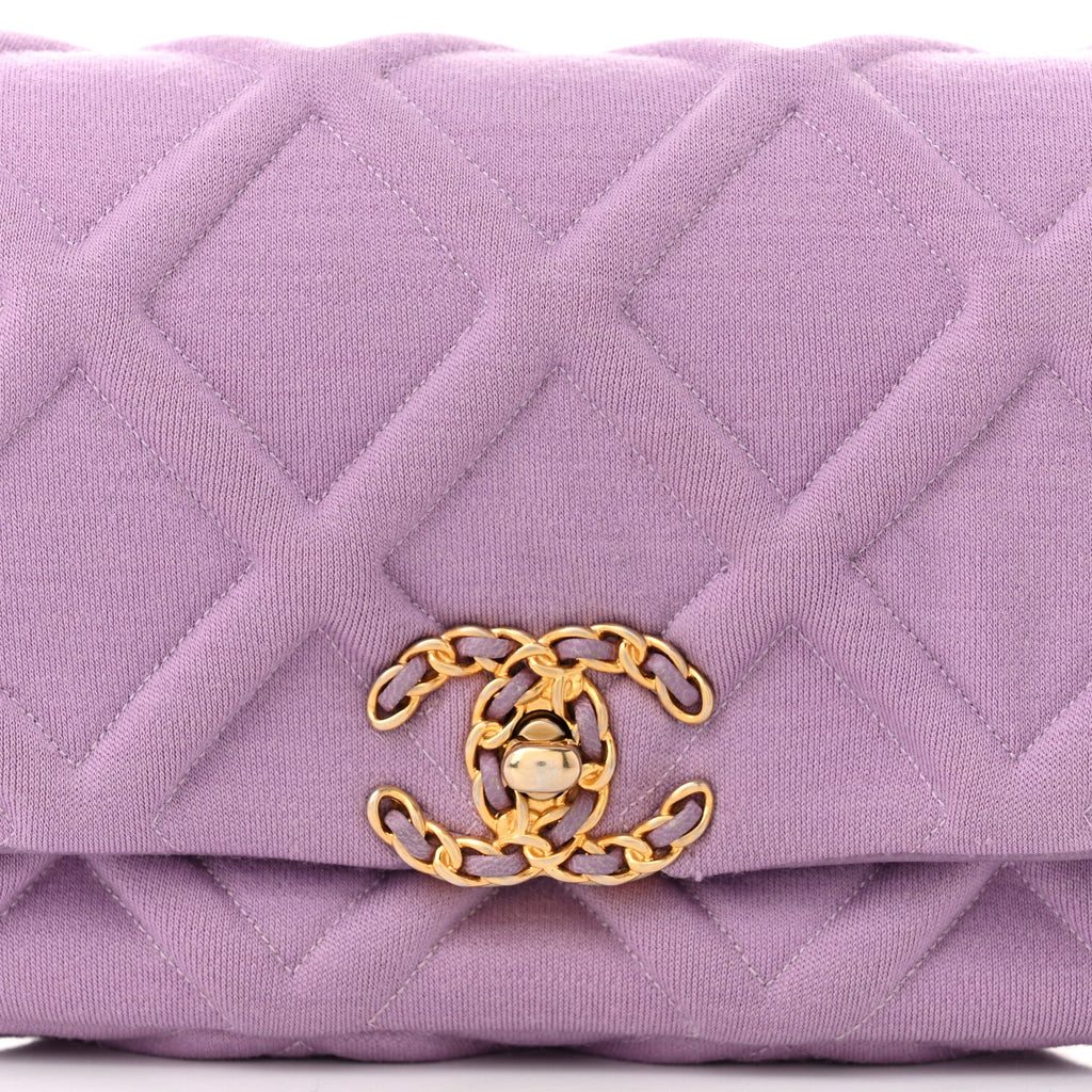 Jersey Quilted Chanel 19 Waist Bag Purple