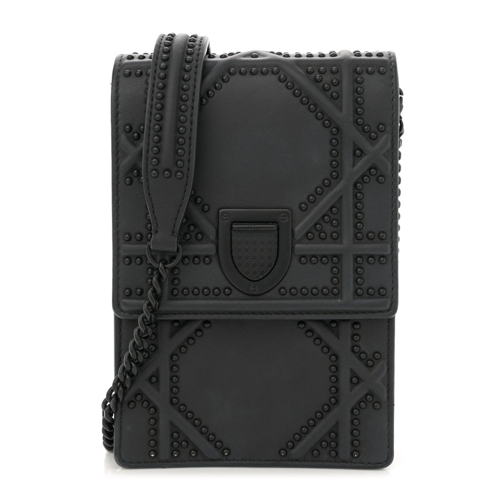 Ultra Matte Calfskin Studded Vertical Diorama Black
