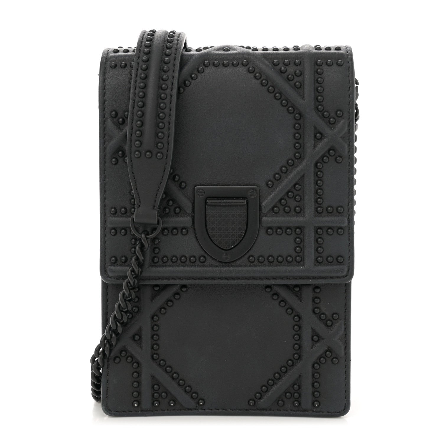 Ultra Matte Calfskin Studded Vertical Diorama Black