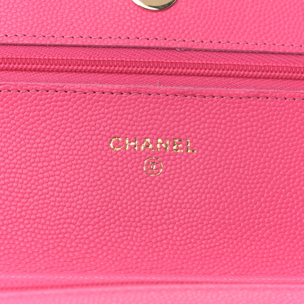 Caviar Quilted Wallet on Chain WOC Rose