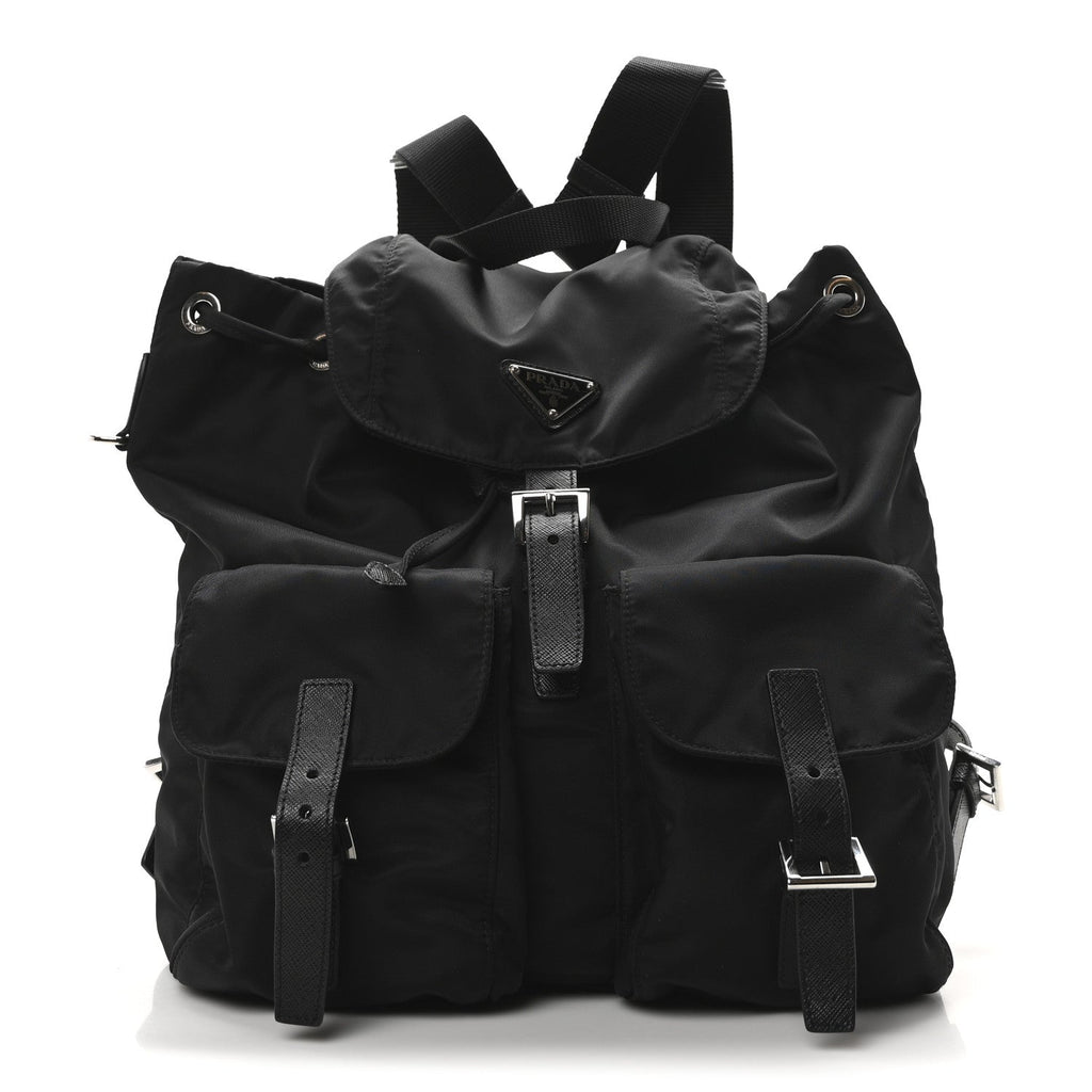 Re-Nylon Vela Saffiano Medium Backpack Black