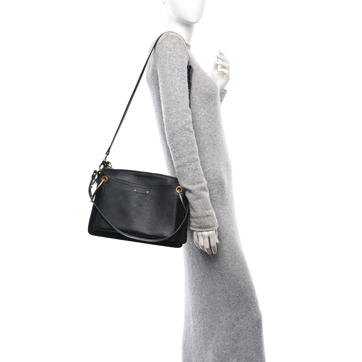 Calfskin Suede Medium Roy Bag Black
