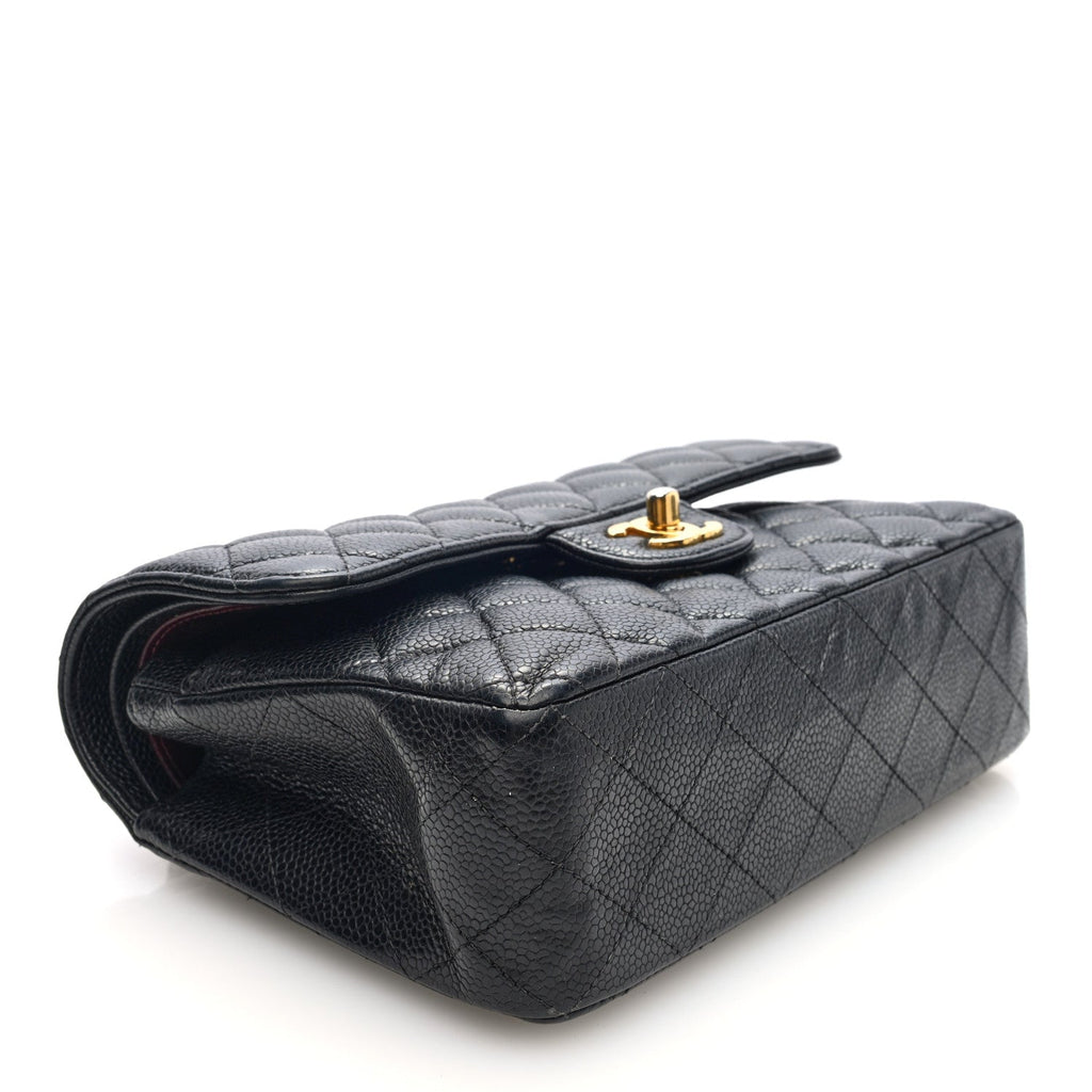 Caviar Quilted Small Double Flap Black