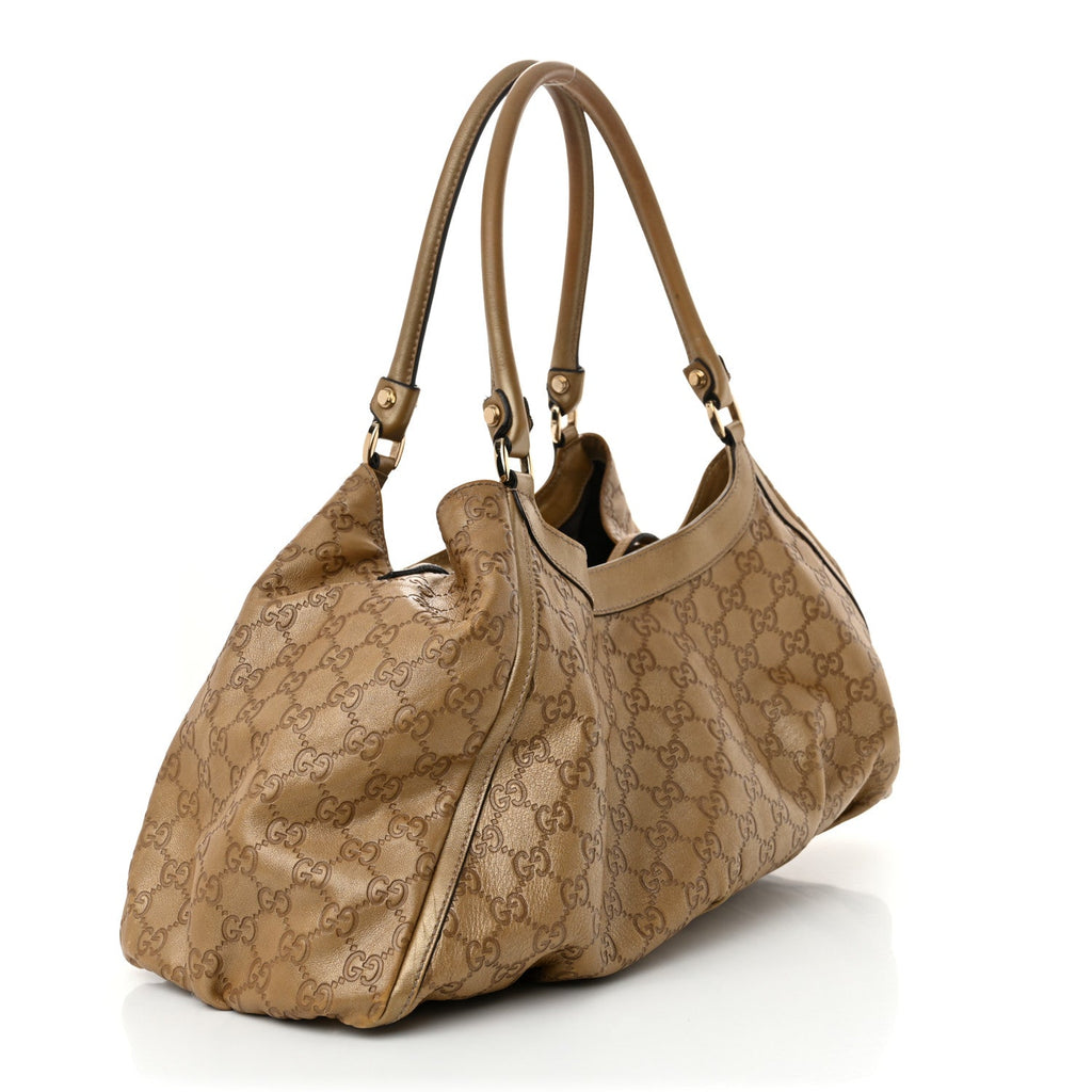 Metallic Guccissima Large D Gold Ring Hobo Gold