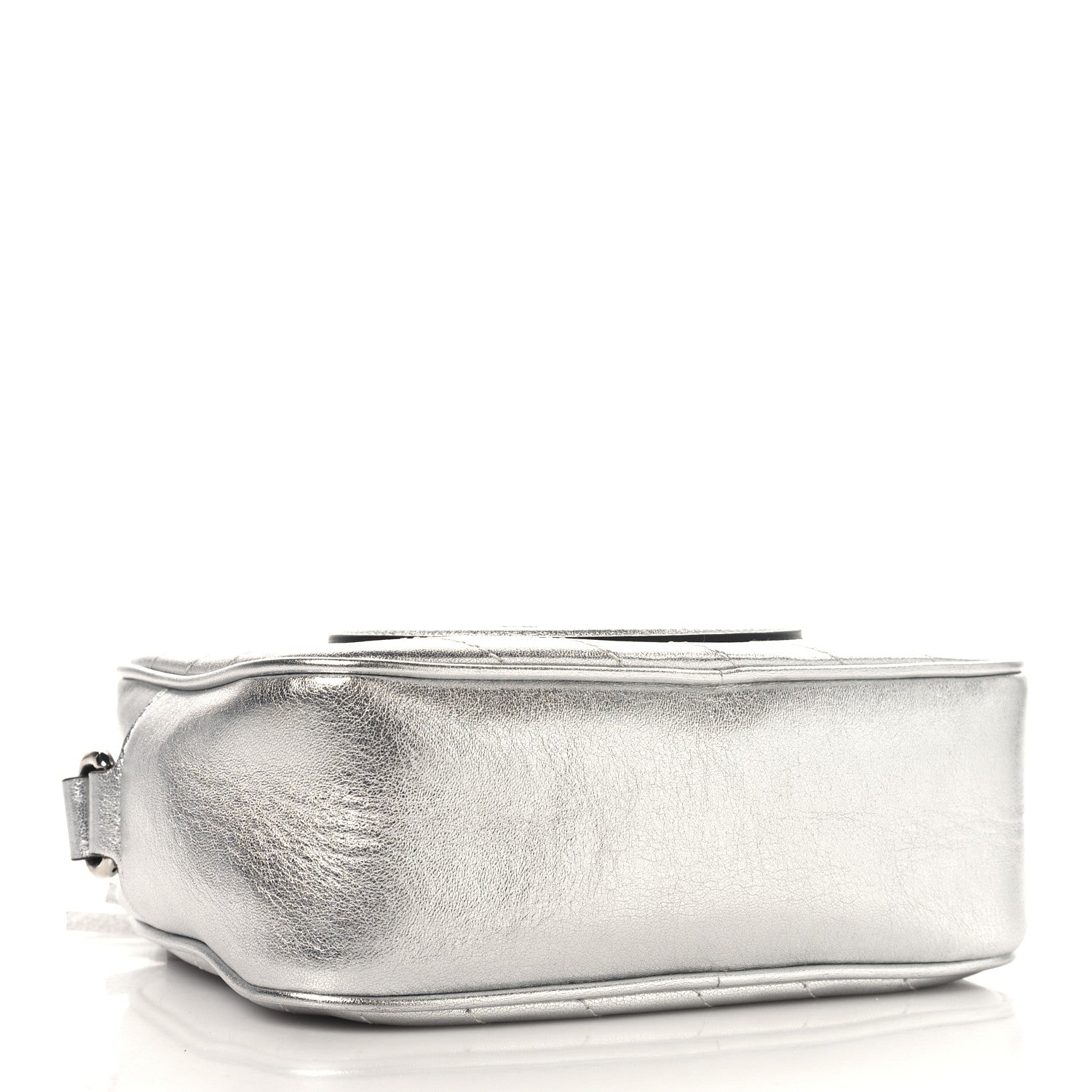Metallic Sakai Be Green Calfskin Diagonal Stitched Small Blondie Shoulder Bag Silver