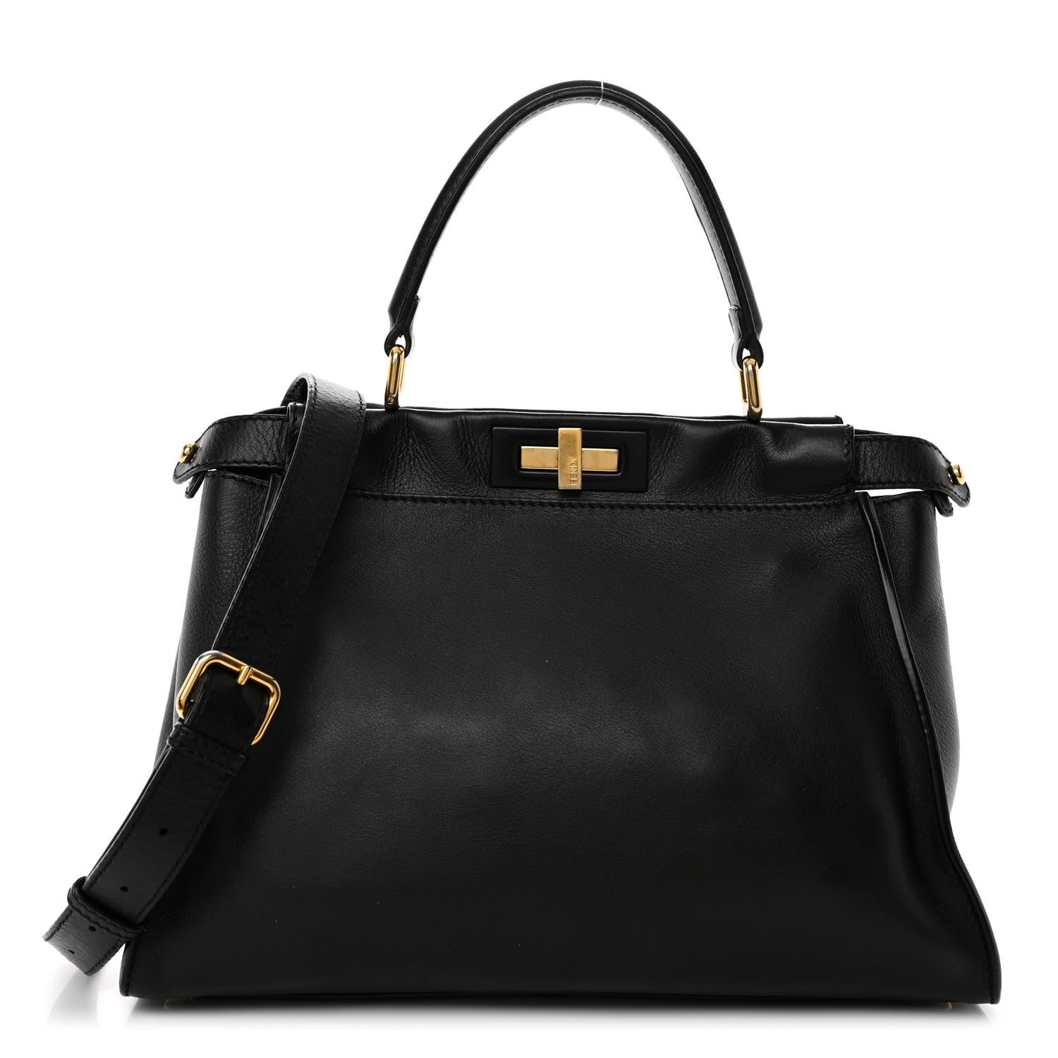 Vitello Seta Shiny Nappa Medium Peekaboo Iconic Satchel Black