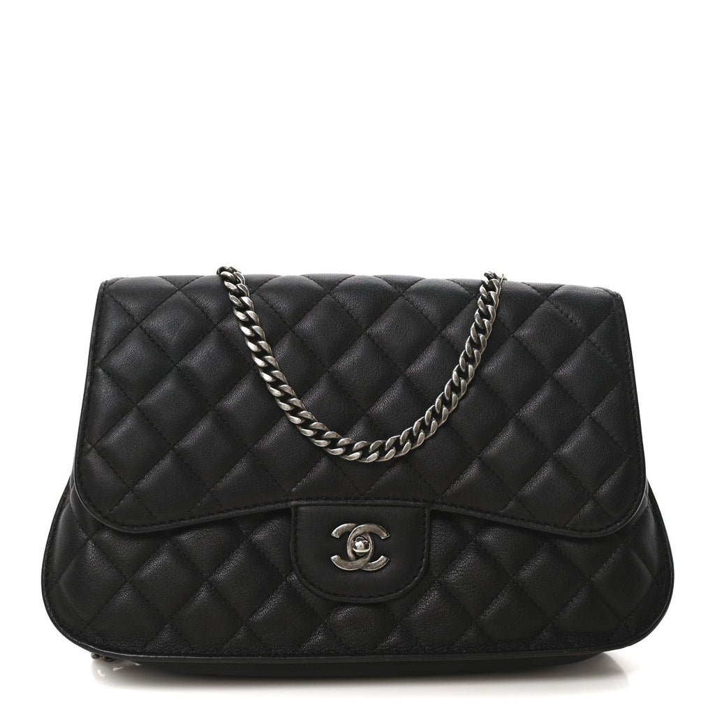 Metallic Goatskin Quilted Rock In Rome Flap Black