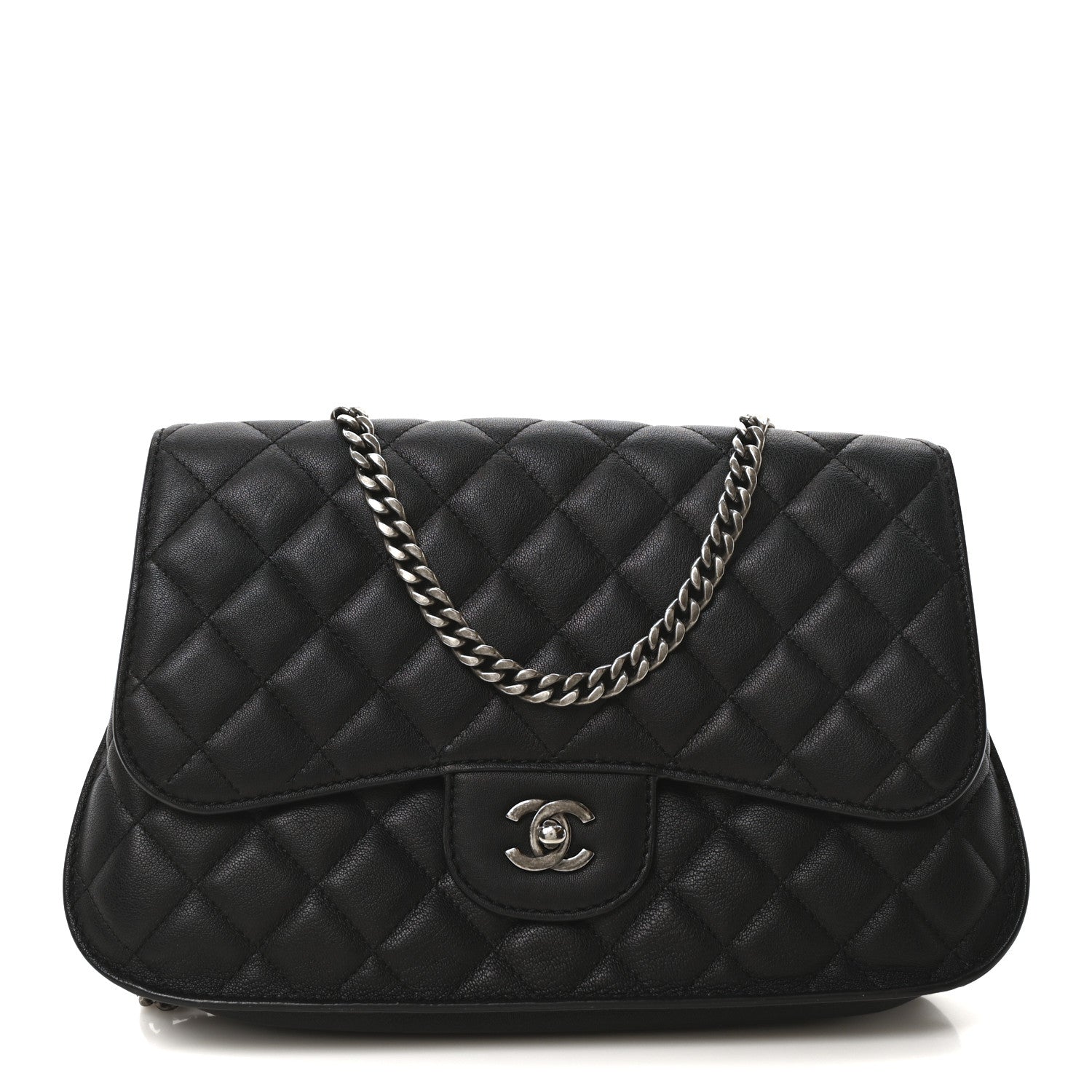 Metallic Goatskin Quilted Rock In Rome Flap Black