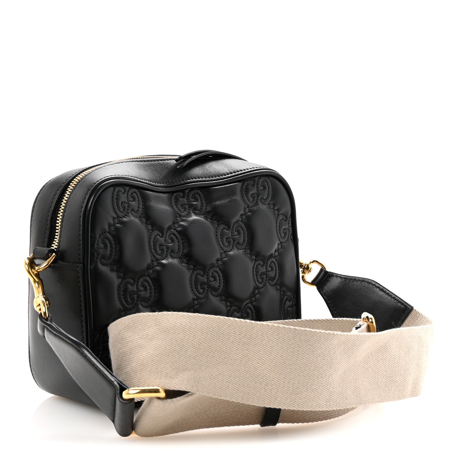 Calfskin GG Matelasse Shoulder Bag Black Natural