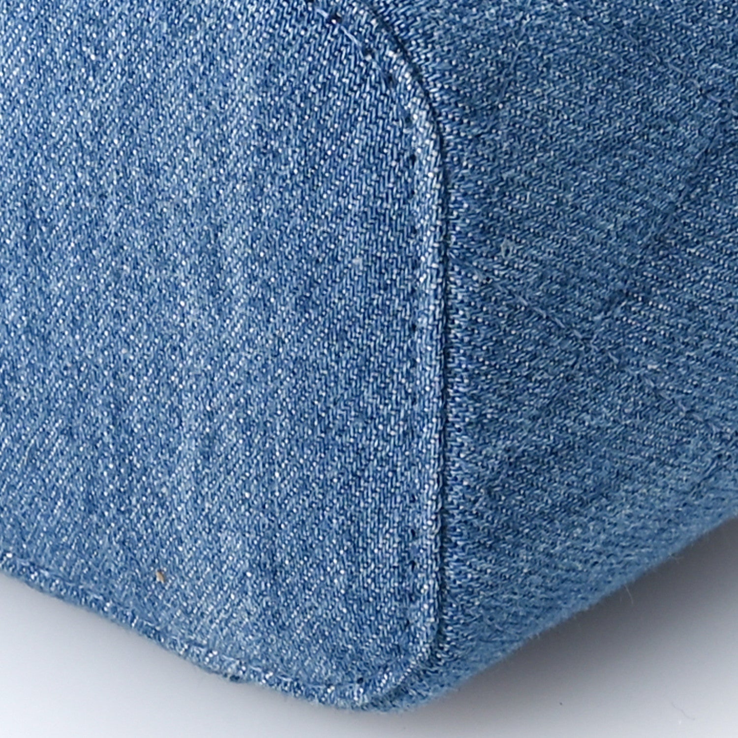 Denim Quilted Mini Pearl Crush Vanity Case With Chain