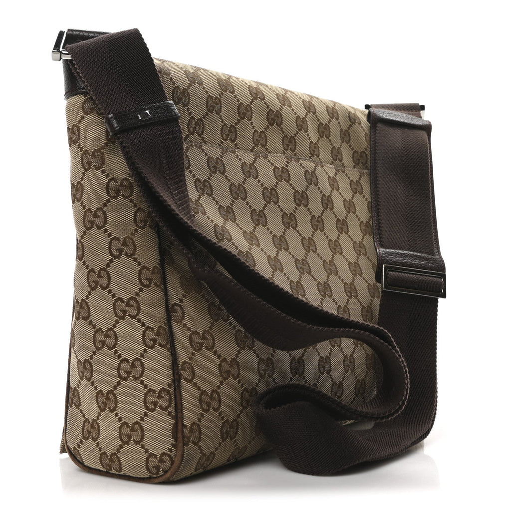 Monogram Small Flap Messenger Bag Beige Dark Brown
