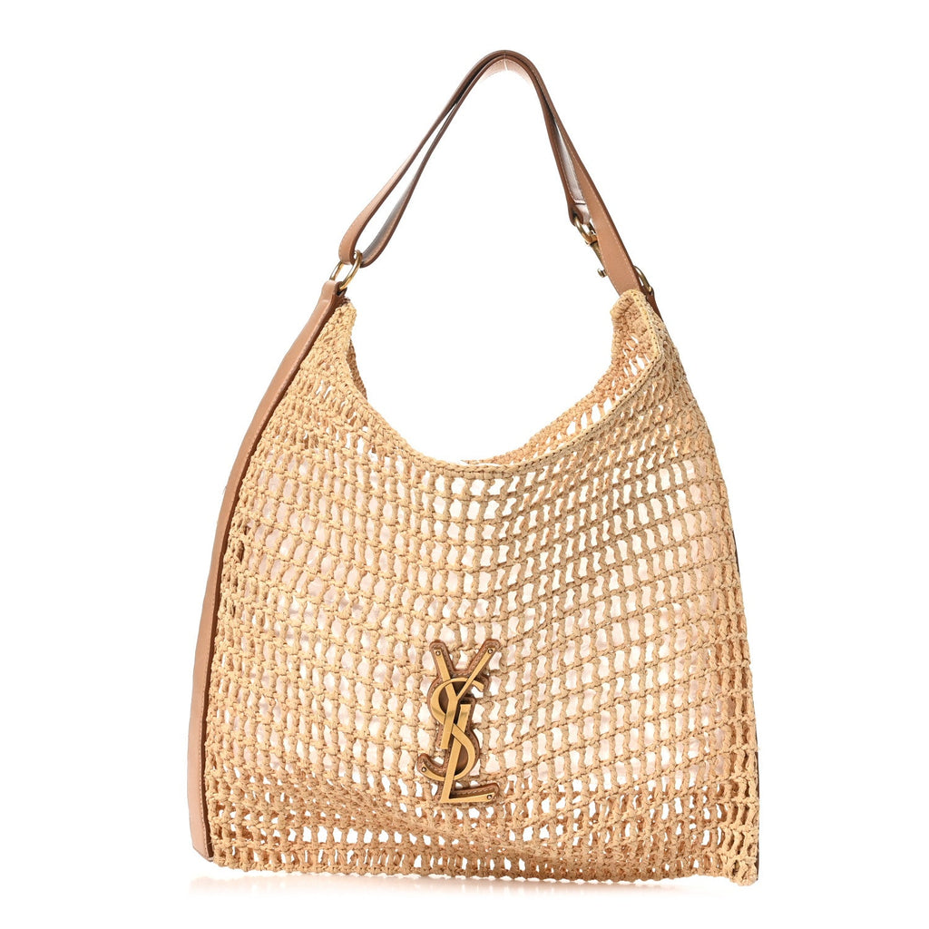 Raffia Calfskin Oxalis Shoulder Bag Naturale