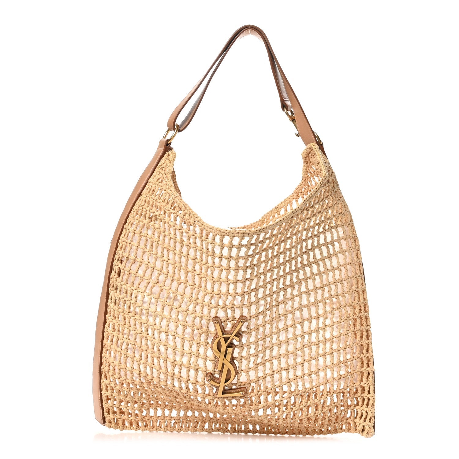 Raffia Calfskin Oxalis Shoulder Bag Naturale