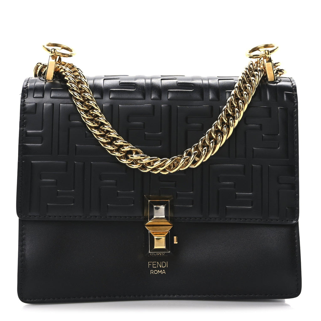 Vitello Liberty FF 1974 Embossed Small Kan I Shoulder Bag Black