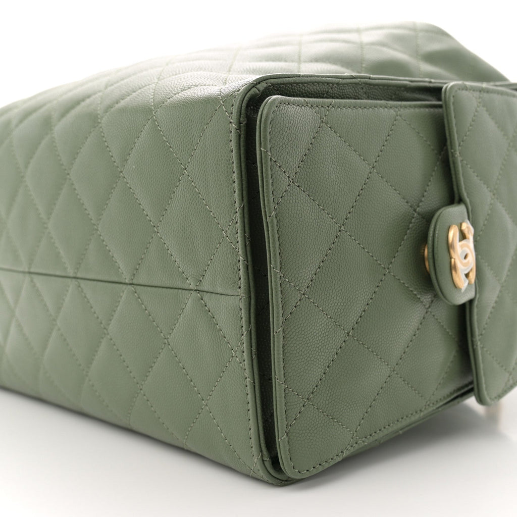 Caviar Quilted Medium Chanel 25 Handbag Khaki