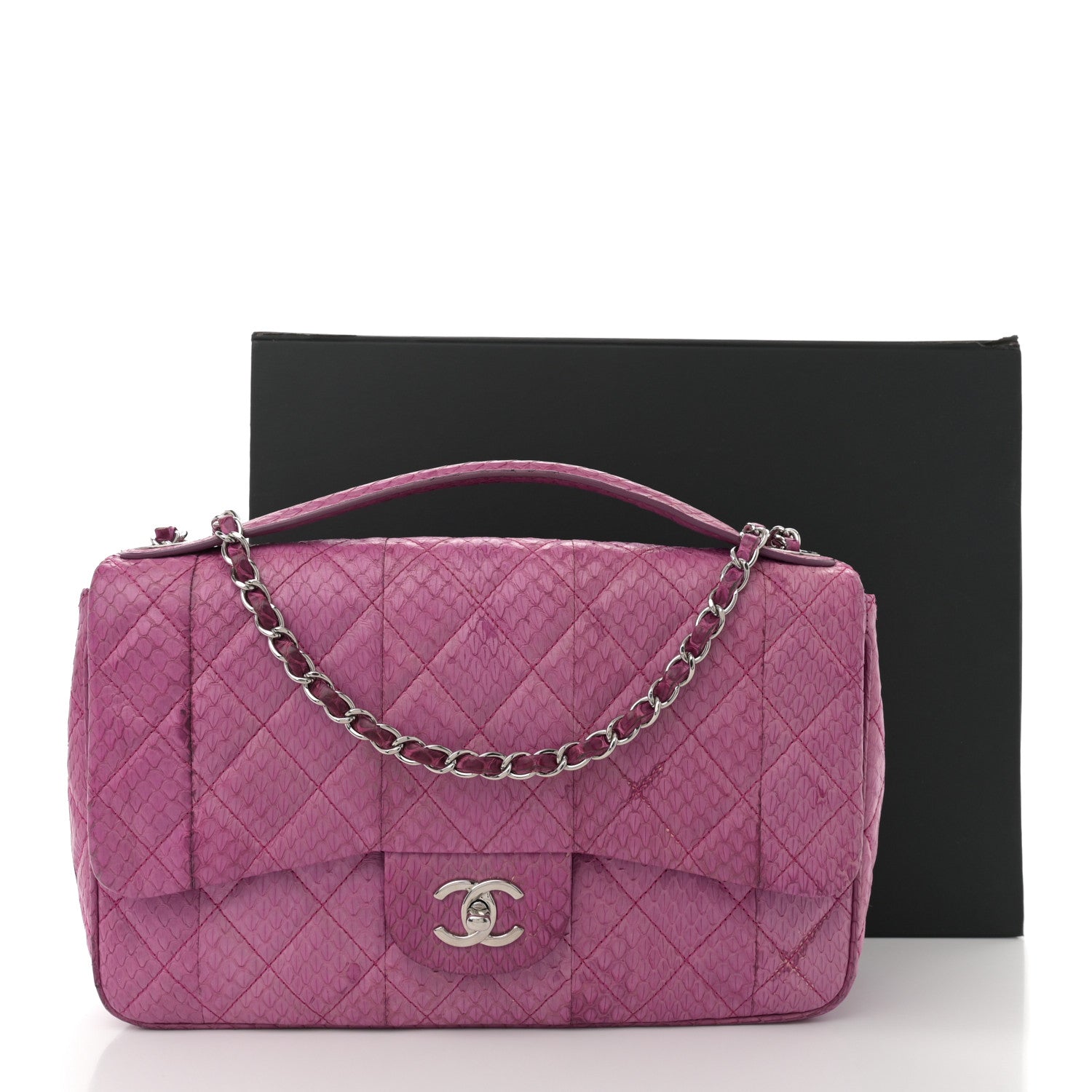 Elaphe Snakeskin Quilted Jumbo Easy Carry Flap Purple