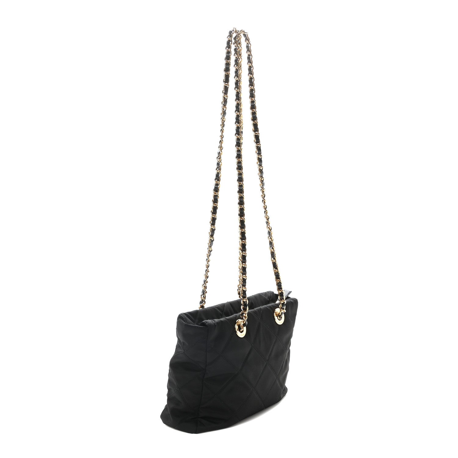 Re-Nylon Impuntu Quilted Re-Edition 1995 Chaine Small Tote Bag Black