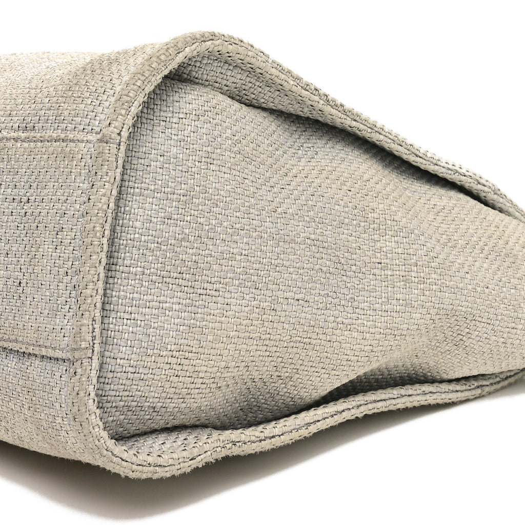 Woven Straw Raffia Small Deauville Tote Grey
