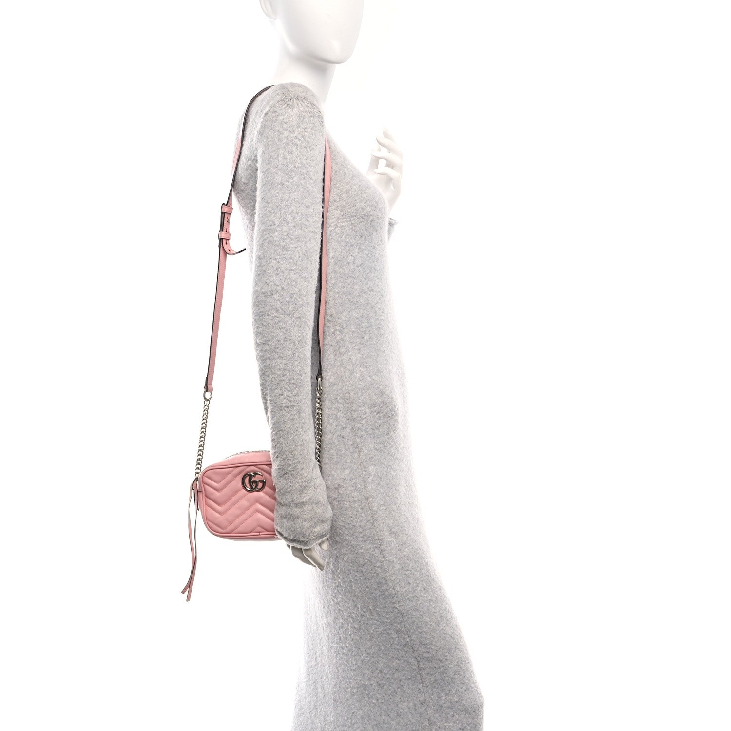 Calfskin Matelasse Mini GG Marmont Chain Shoulder Bag Wild Rose