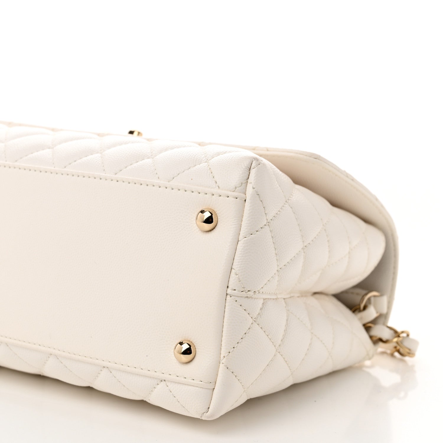 Caviar Quilted Small Coco Handle Flap White
