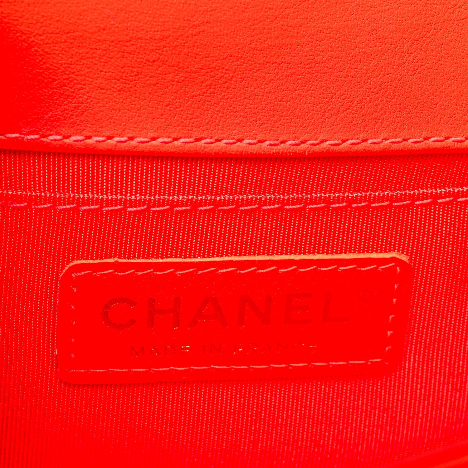 Patent Calfskin Quilted Small Boy Flap Orange