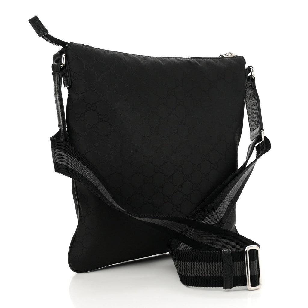 Nylon Monogram Medium Flat Messenger Bag Black