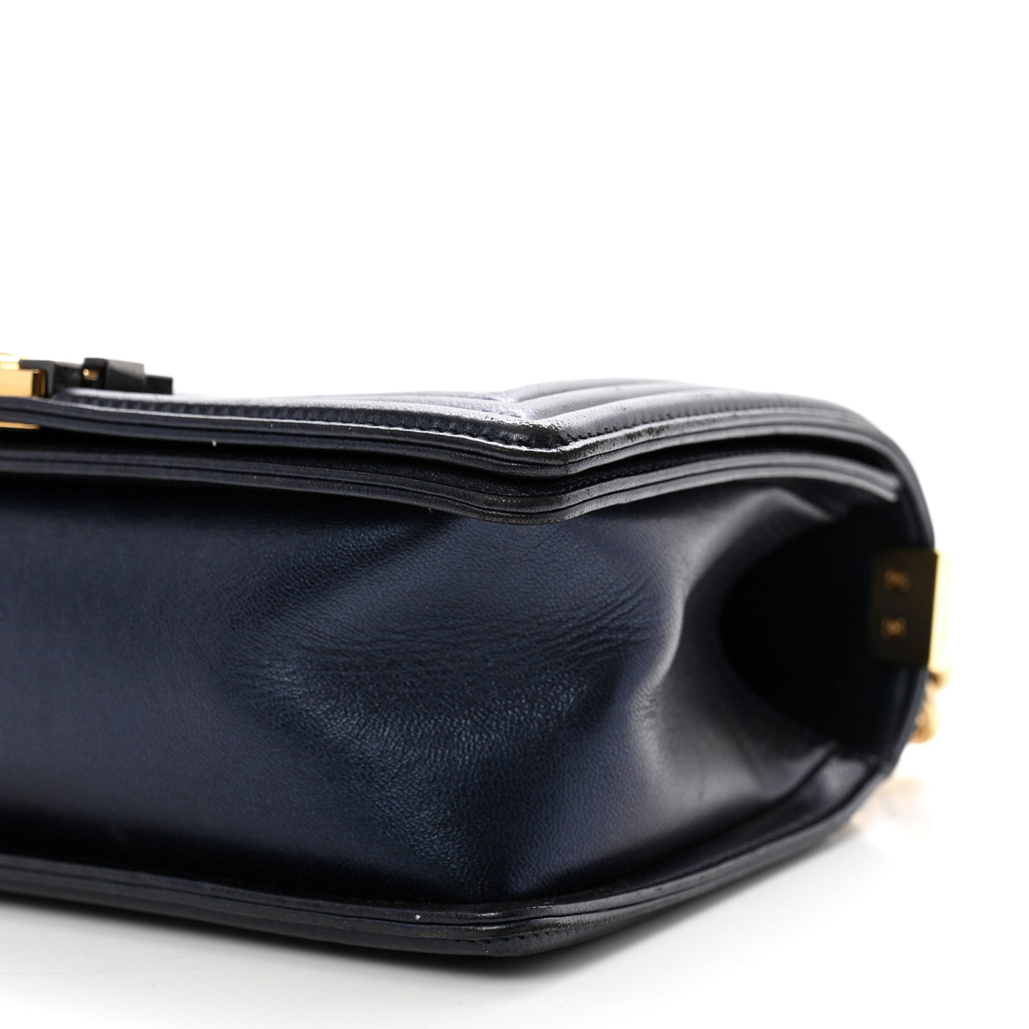 Lambskin Embossed Medium Boy Cube Flap Navy