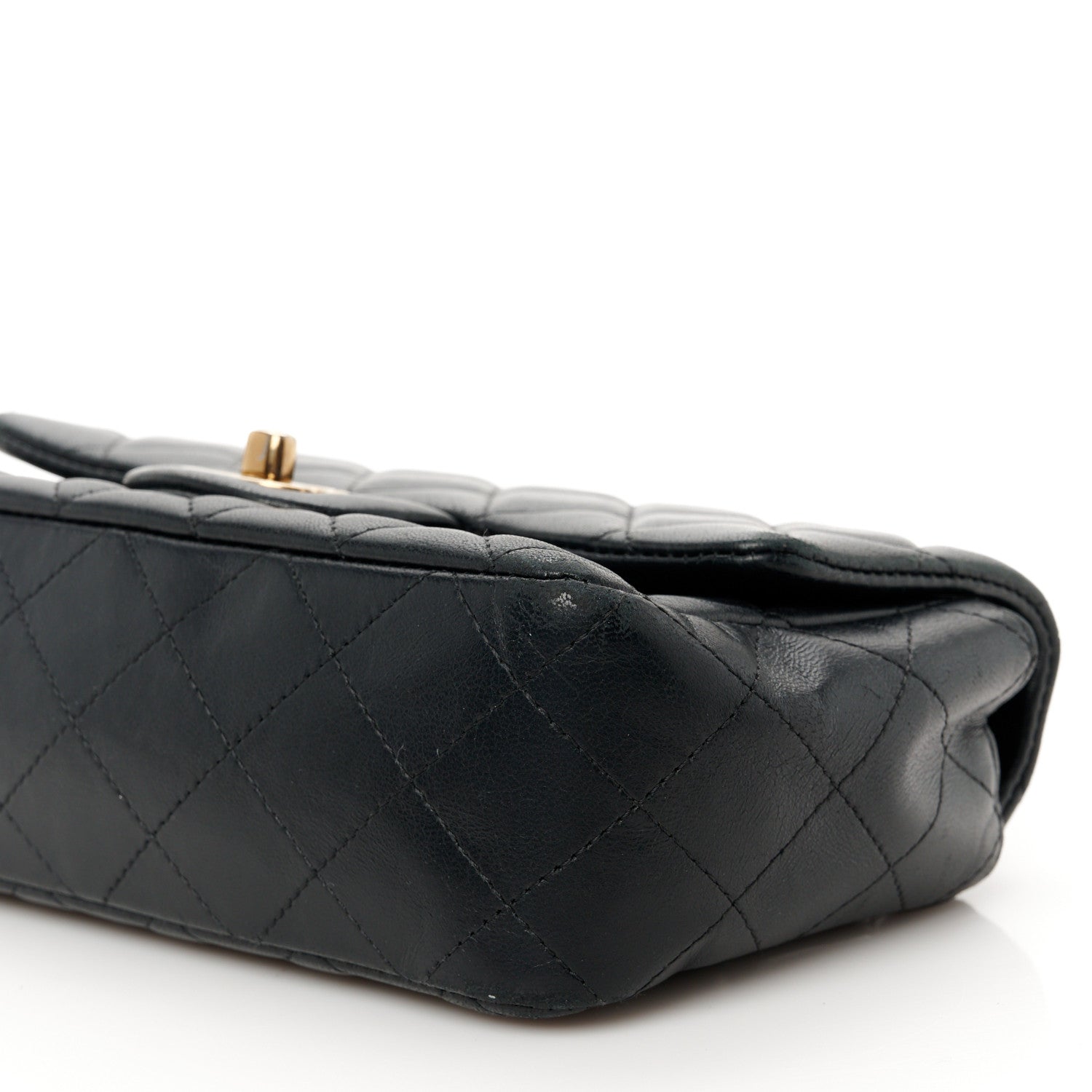 Lambskin Quilted Mini Rectangular Flap Black