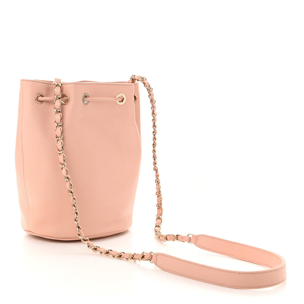 Caviar Deauville Drawstring Bucket Bag Light Pink