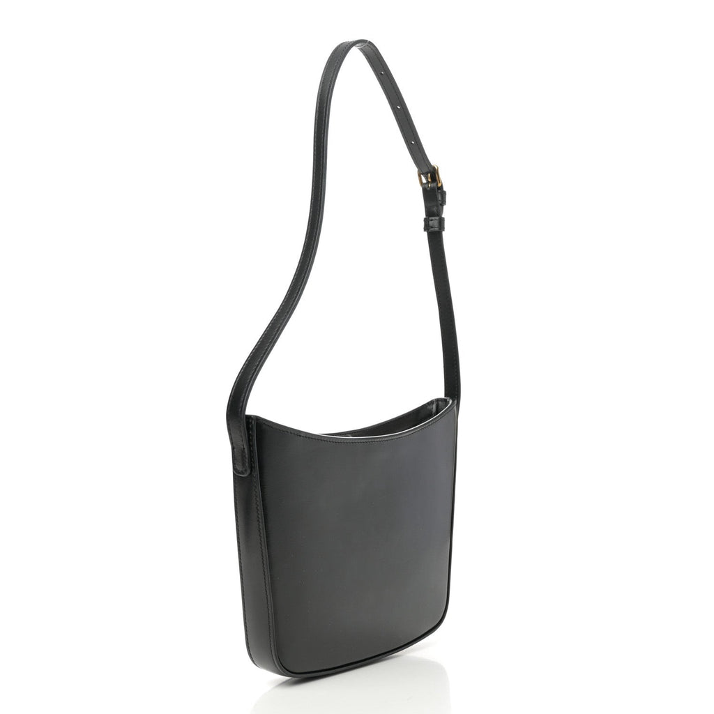 Shiny Calfskin Medium Croque Bag Black