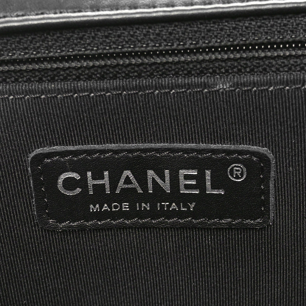 Lambskin Quilted Large Boy Flap Black