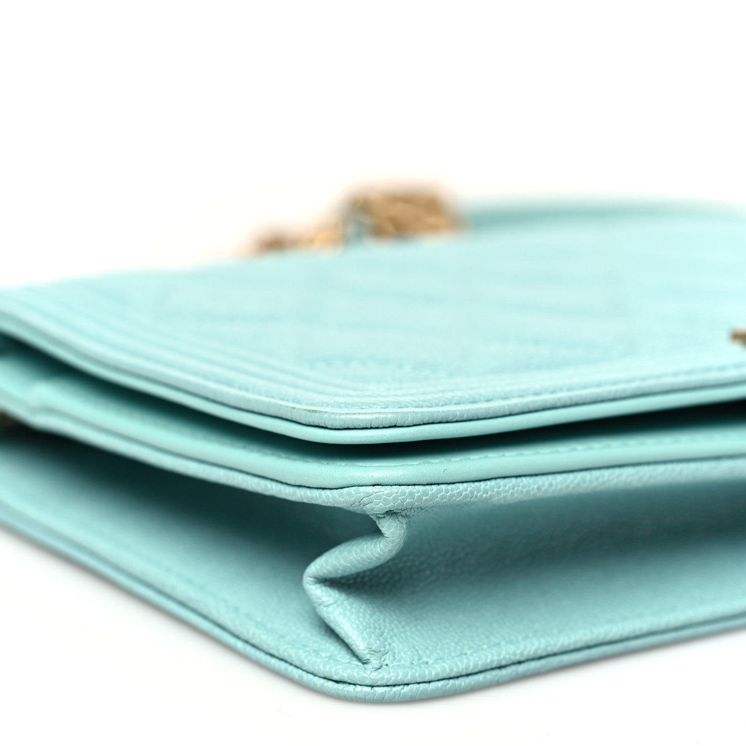 Caviar Quilted Boy Wallet On Chain WOC Light Blue