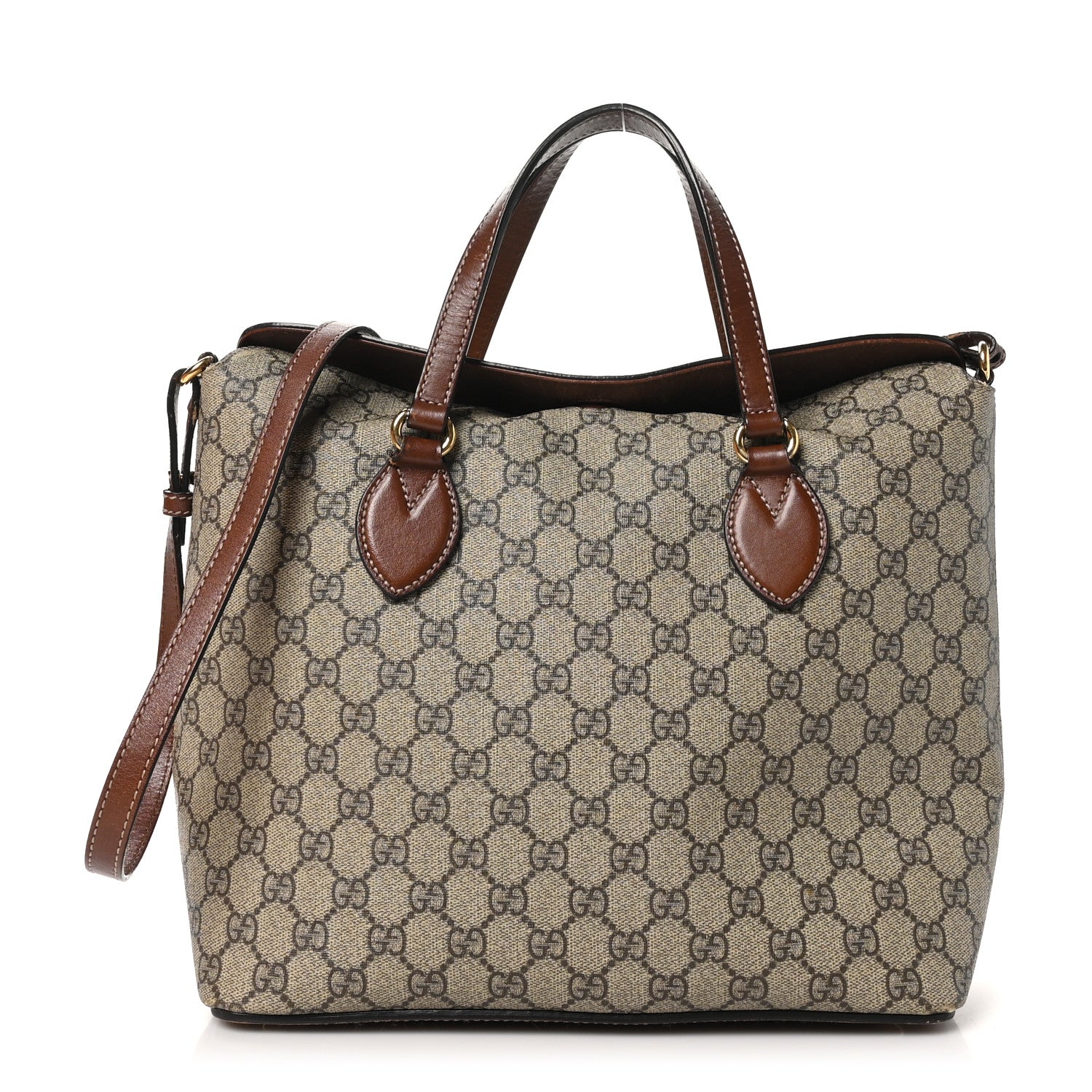 GG Supreme Monogram Linea A Foldover Tote Brown