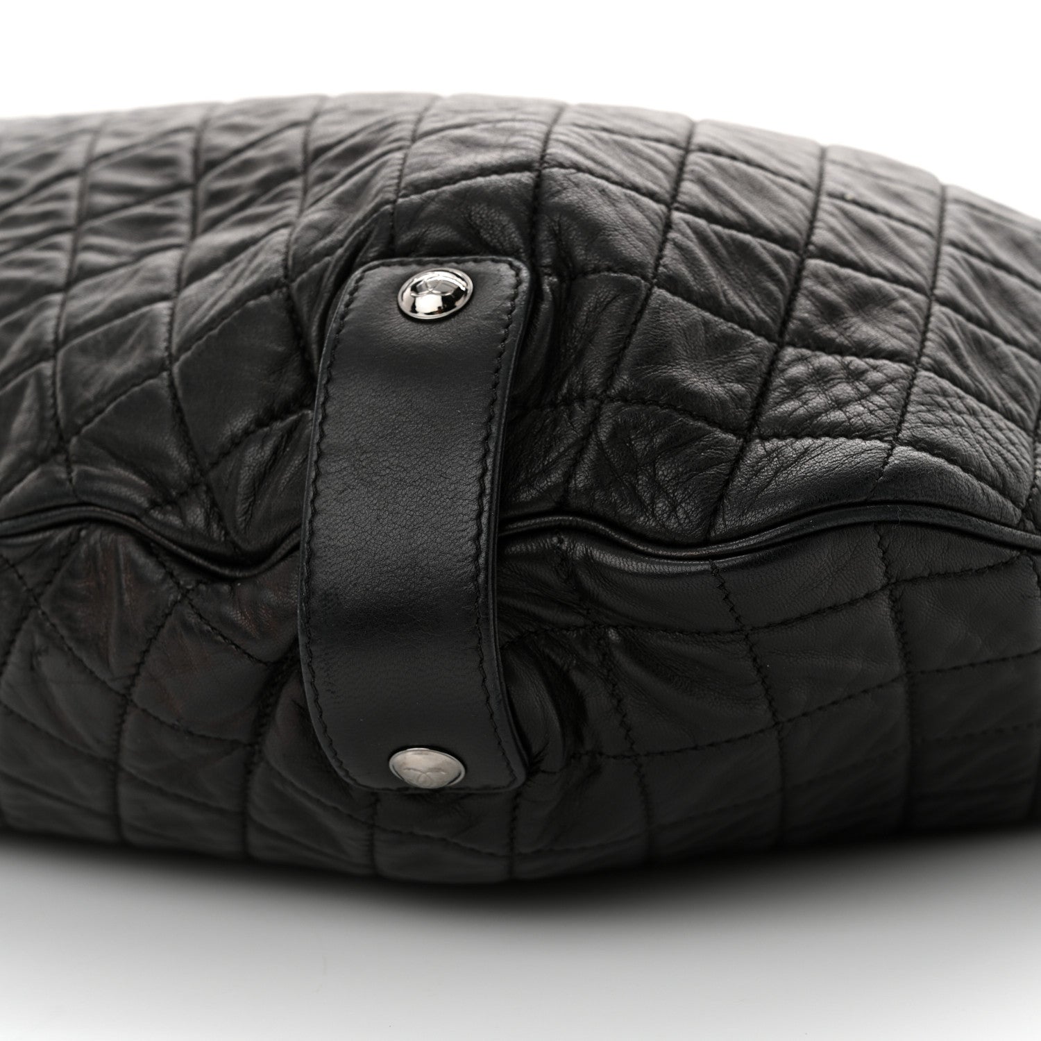 Lambskin Large Chain Mail Hobo Black