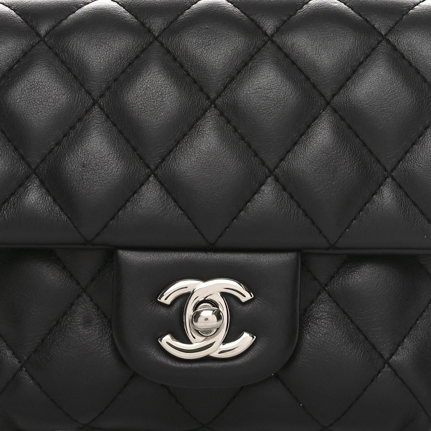 Calfskin Quilted CC Uniform Flap Belt Bag Black