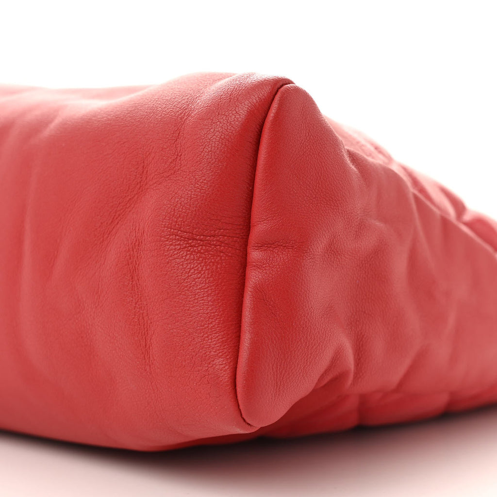 Shiny Crumpled Calfskin Quilted 31 Shopping Bag Red